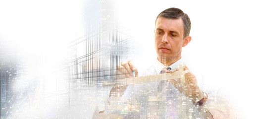 engineer architect is working on design buildings