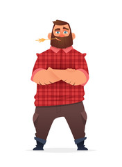 Farmer Modern style character design. Farm warker cartoon illustration.