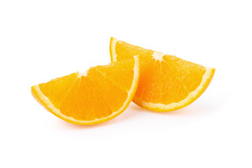 Orang slice isolate on white background. With clipping path. Stack image