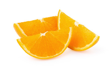 Orang slice isolate on white background. With clipping path. Stack image