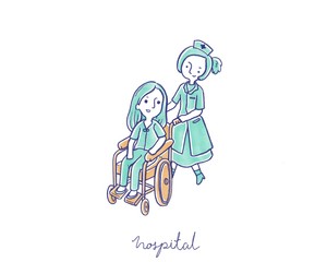 The patient in the hospital illustration