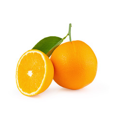 Orang slice isolate on white background. With clipping path. Stack image