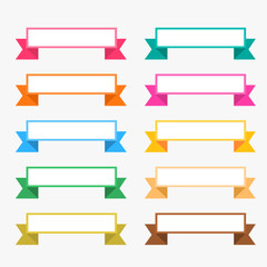 colorful flat ribbons set with text space