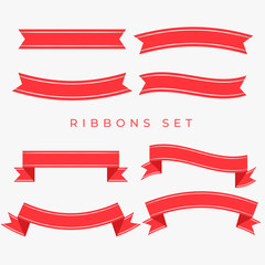 flat red ribbons decoration set