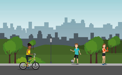 group of athletes practicing sports on the park