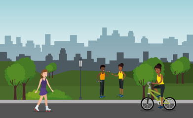 group of athletes practicing sports on the park