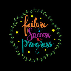 Failure is success the progress. Motivation quote.