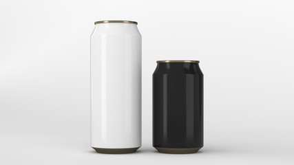 Big white and small black gold soda cans mockup