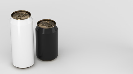 Big white and small black gold soda cans mockup