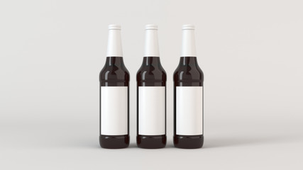 Mock up of tall beer bottles with blank labels