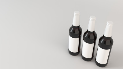 Mock up of tall beer bottles with blank labels