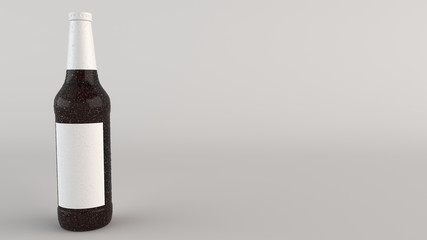 Mock up of tall beer bottle with blank label and condensation