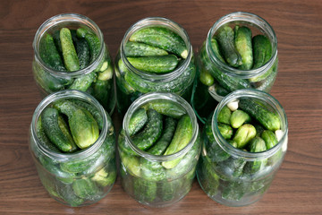 Cucumbers in jars prepared for pickling