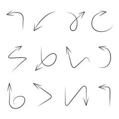 hand drawn arrow set on white background