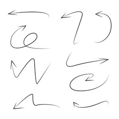 hand drawn arrow set on white background