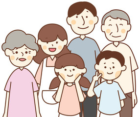  6人2世帯家族-仲良し家族団らん