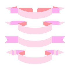 pink ribbon banner set on white background