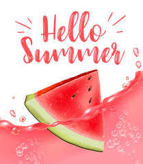 lettering hello summer. Watermelon vector print © mariaaverburg