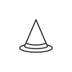 Fototapeta premium Halloween witch hat outline icon. linear style sign for mobile concept and web design. Party Cone hat simple line vector icon. Symbol, logo illustration. Pixel perfect vector graphics
