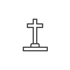 Halloween cross grave outline icon. linear style sign for mobile concept and web design. Rip tombstone simple line vector icon. Symbol, logo illustration. Pixel perfect vector graphics