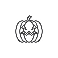 Halloween pumpkin outline icon. linear style sign for mobile concept and web design. Scary Pumpkin face simple line vector icon. Symbol, logo illustration. Pixel perfect vector graphics