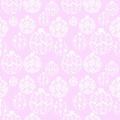 Christmas tree toy with floral and abstract drawing seamless pattern