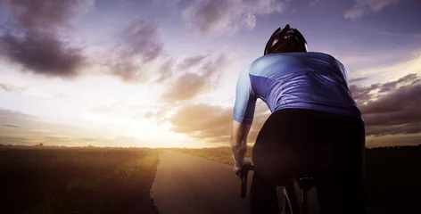 Foto op Aluminium Cycling on the road to target in sunset time. © candyhalls