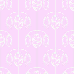 floral seamless pattern with circles, flowers and leaves