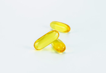 fish oil pill on white background