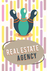 Text sign showing Real Estate Agency. Conceptual photo Business Entity Arrange Sell Rent Lease Manage Properties.