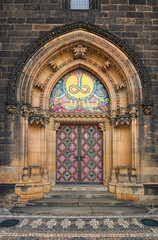 Fototapeta premium Ancient Neo Gothic Church of Saint Peter and Paul in Vysehrad (