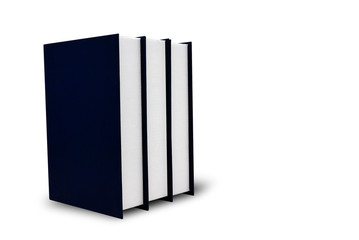 The blue hardcover book is located on a white background with clipping path