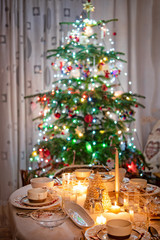 a colorful and festive christmas table setting