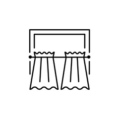 Cafe curtains. Kitchen Curtains. Line vector icon 