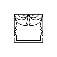 Swag valance & curtains. Window topper. Line vector icon 