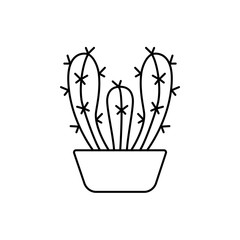 Cereus cactus. Night blooming desert plant. Line vector icon