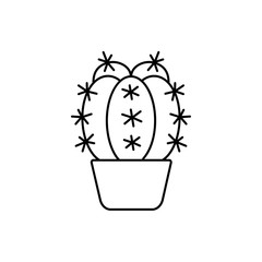 Compass barrel cactus. Ferocactus sign. Line vector icon