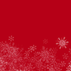 Vector red Christmas background with white snowflakes.