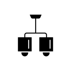 Ceiling lamp sign. 2 light drum chandelier. Flat vector icon