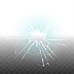 Glass broken because of bullet shot transparent vector