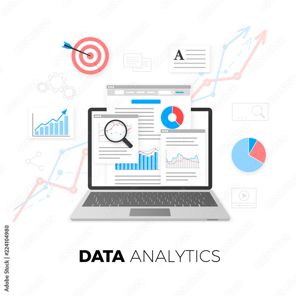 Wall mural data analytics concept. seo optimization. search engine optimization. seo content marketing. web ana