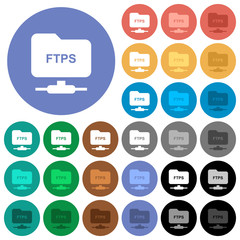 FTP over ssl round flat multi colored icons
