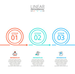 Thin line flat element for infographic. Template for diagram, graph, presentation and chart. Business concept with 3 options, parts, steps or processes. Data visualization.