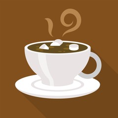 Cup of coffee with marshmallows vector, flat design