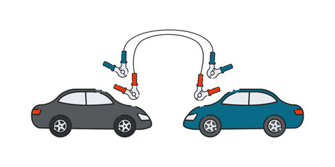 Naklejka premium Car battery. Flat abstract icon. Vector illustration. Roadside assistance