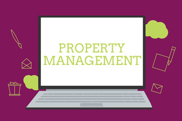 Handwriting text writing Property Management. Concept meaning Overseeing of Real Estate Preserved value of Facility.