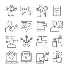 social network icons outline on white background