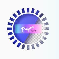 Origami Layered frame in paper art style. Design layout for banners presentations, flyers, posters and invitations. White paper cutting circle white frame with square ornament.