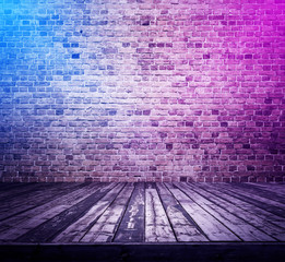 bricks room with neon lights