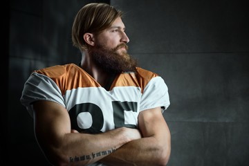 Portrait of bearded american football player